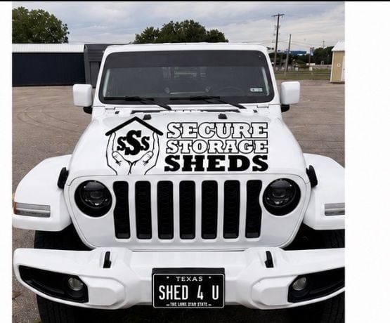 Front view of the Secure Storage Sheds Jeep Gladiator