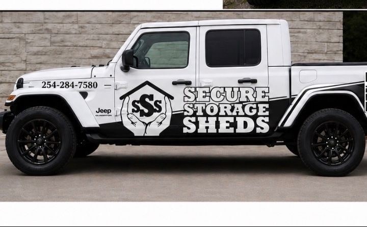 Side view of the Secure Storage Sheds Jeep Gladiator